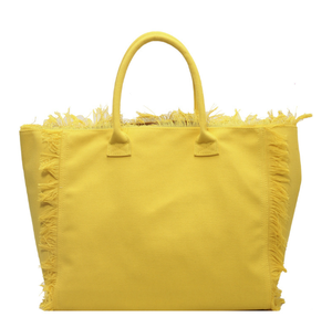 Nouveau sac à main en toile à franges à grande capacité d'été, couleur unie, décontracté, tendance, sac à bandoulière double pour femmes - Product Image 1