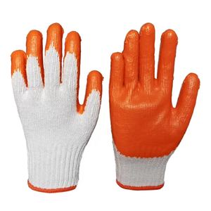 Guanti da lavoro di sicurezza con finitura giallo arancio con punta delle dita rinforzata con doppio palmo in lattice liscio - Product Image 5