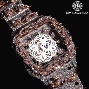 Reloj con Incrustaciones de Moissanita en Oro Rosa, Suministro al por Mayor, OEM, para Bodas, Discotecas y Ocasiones Especiales, Disponible a Precio de Fábrica - Product Image 4
