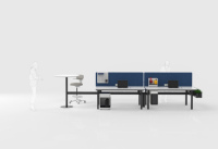 Bureau debout motorisé moderne personnalisé, 2 moteurs, design en L, plateau en bois MFC, hauteur réglable, table de bureau intelligente, durable