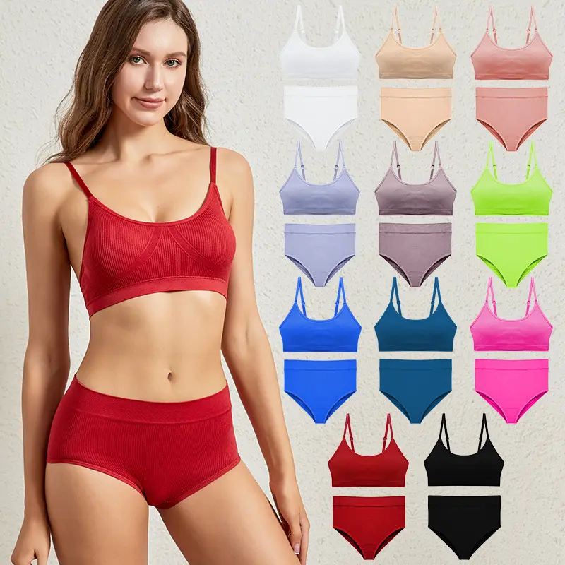 Yoga liền mạch thể thao đồ lót thiết lập không có gọng sexy push-up Halter Tank Top có thể điều chỉnh cộng với kích thước pháp Áo ngực boyshort Bộ