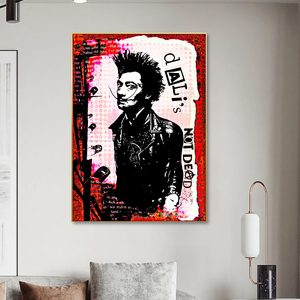 Guanjun cartel rojo y negro Punk música pared arte "<span class=keywords><strong>DALI</strong></span>'s Not Dead" cantante lienzo impresiones pintura - Product Image 6