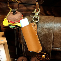 Étui à baume à lèvres portable en cuir PU, style minimaliste moderne, porte-rouge à lèvres, pochette pour gloss, protège-rouge à lèvres style porte-clés
