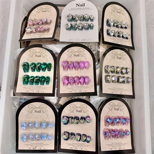 <span class=keywords><strong>Faux</strong></span> <span class=keywords><strong>ongles</strong></span> amovibles style Y2K œil de chat, entièrement ornés de strass sculptés, design unique, à presser, assortiment en vrac pour les revendeurs - Product Image 2