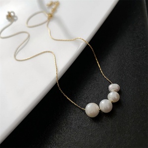 New Fashion Stainless Steel Natural Pearl Charm Link Chain Necklace for Women Pendant <b>Choker</b> Gift Engagement Party - Product Image 2