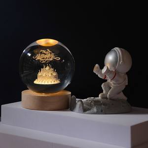 Sistema solare con Base in legno lucidato lampada a LED luce notturna pianeta per Laser 3D in cristallo intagliato per interni per tavolo - Product Image 4