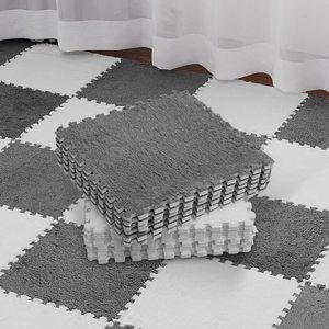 Azulejos de <span class=keywords><strong>alfombra</strong></span> de espuma entrelazada de 12x12x0,4 pulgadas, alfombras suaves para escalar, blanco, gris, negro, <span class=keywords><strong>Alfombra</strong></span> de juego esponjosa para el hogar - Product Image 1