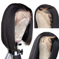 13x4 Frontal de encaje al por mayor pelo virgen brasileño crudo Bob corto PELUCAS CABELLO humano liso para vendedores disponibles pequeño gorro grande