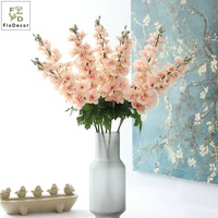 Fleur de Delphinium en latex blanche de haute qualité, 80 cm, impression 3D, toucher réel, pour la décoration de table de mariage, de la maison, de la Saint-Valentin