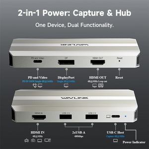 Station d'accueil <span class=keywords><strong>USB</strong></span>-C WAVLINK WL-VR204 2-en-1 avec carte de capture 4K haute performance – Vente directe usine - Product Image 2