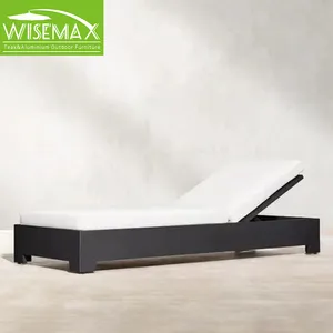 WISEMAX furnitur luar ruangan sederhana kasur matahari bingkai aluminium sandaran dapat diatur tahan air kain tempat tidur panjang untuk vila