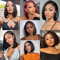 Perruque Carrée Droite Double Drawn Cheveux Vierge à Cuticules Alignées avec Fermeture Kim 2*6, 100% Cheveux Humains, Perruque Lace Front pour Femmes Noires