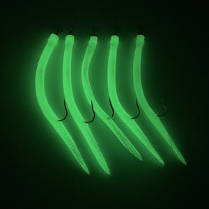 Kit de leurres souples artificiels en forme d'anguille, crochet en acier inoxydable, tube flexible, brille dans le noir, pour la pêche en lac, en rivière et en mer - Product Image 1