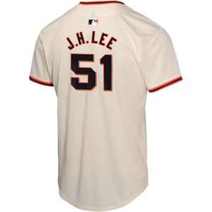 Maillot de baseball pour enfants et jeunes des Giants de San Francisco, couleur ivoire crème, coupe classique, manches courtes, col baseball, 100 % polyester respirant - Product Image 2