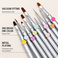 Pinceaux professionnels personnalisables pour nail art (9 pièces) avec embouts amovibles et support pour stylo, pour liner et peinture florale
