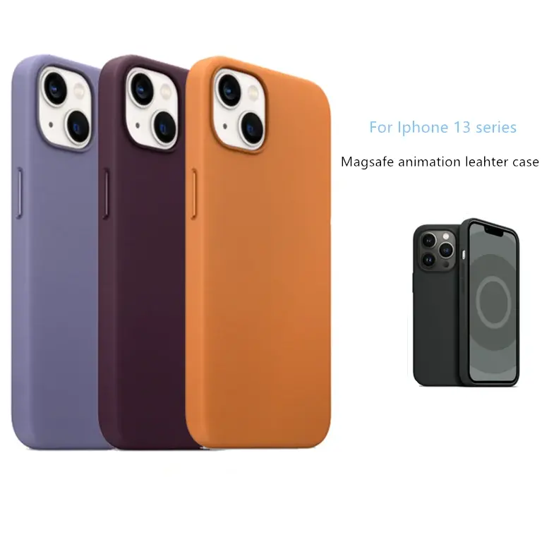 Casing ponsel kulit magnetik magg, pelindung ponsel kulit Logo kustom untuk iPhone 15Pro Max/14Pro