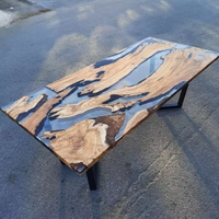 Table à manger en bois de noyer massif, fabrication directe d'usine de meubles pour la maison, table de cuisine en résine époxy, table de restaurant