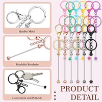 Kit de fabrication de porte-clés perlés DIY, avec fermoir mousqueton coloré et anneau en T, pour la création artisanale de porte-clés, accessoire cadeau d'anniversaire