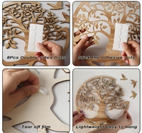 3 pièces d'ornements muraux écologiques en bois, motif arbre généalogique rond avec trois oiseaux, pour la décoration de chambre, salon, bureau et maison de campagne