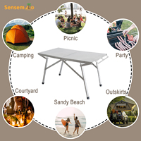 Table de pique-nique de camping en plein air sac de transport organisateur de rangement en maille pour les arrière-cours de plage barbecue fête cuisson Table à rouleaux Portable