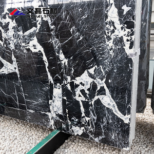Lastra Grande in Marmo Nero Wenlei Napoleon Bvlgari Lucidata, Pietra di Lusso Ecologica per Decorazione d'Interni di Hotel e Ville - Product Image 2