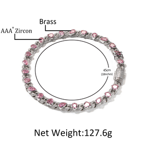 UWIN-Cadena de eslabones cubanos para hombre y mujer, collar de cadena cubana con forma de lágrima, corazón rosa, Circonia cúbica - Product Image 6