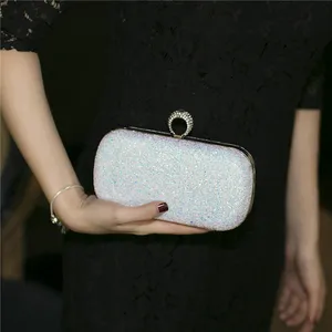 Pochette per anello da dito con paillettes per borsa da sposa con glitter brillanti pu di lusso