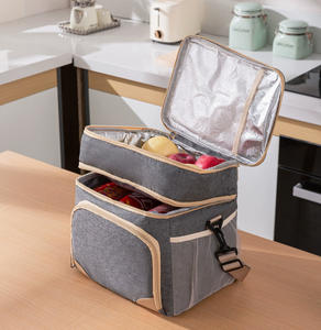 Sac à déjeuner isotherme épais et écologique en tissu Oxford pour pique-nique, utilisation humide/sèche, pour le rangement des aliments frais, à porter en bandoulière - Product Image 5
