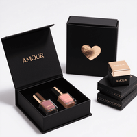 Boîte-cadeau noire à clapet magnétique en papier rigide personnalisée pour ensembles de vernis à ongles boîtes d'emballage cosmétique de luxe avec logo imprimé