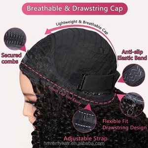 Half <strong>Wig</strong> Glueless Easy to Wear Burmese <strong>Curls</strong> with Drawstring for Women Raw Vietnamese Human Hair 150% Density Half <strong>Wigs</strong> - Product Image 5