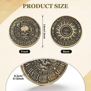 Moneta Commemorativa Personalizzata in Metallo con Teschio, Stile Moderno, Sfida Memento Mori, Token Vivere, Regalo per Stoici - Product Image 2