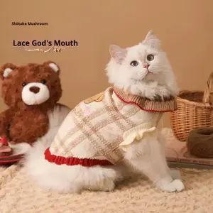 शीतकालीन विरोधी पतन क्रिसमस कार्टून धागा बिल्लियों और छोटे कुत्तों के लिए गर्म बुना हुआ पालतू कपड़े - Product Image 3