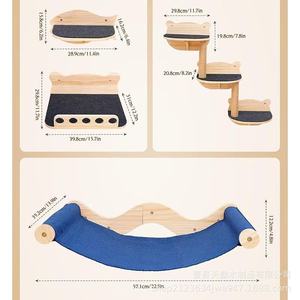 Estructura de madera para trepar para gatos, montada en la pared, de 4 niveles, con hamaca y plataforma rascadora, para gatos de interior, juguete para mascotas. - Product Image 4