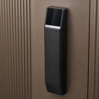 Porte principale contemporaine en acier champagne à double battant avec poignées à empreinte digitale pour showroom design
