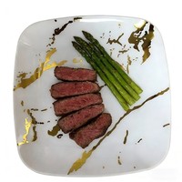 Assiettes carrées jetables en PS blanc, motif marbre doré, robustes, pour fêtes, traiteur, événements, vaisselle de table, vente en gros