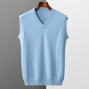 High Quality <strong>Men's</strong> Knit V-Neck Wool <strong>Vest</strong> Fashionable and Comfortable Business Casual Breathable Woolen Fabric for Winter - Product Image 3