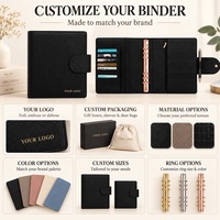 Carnet de budget A5 multicolore personnalisé Hongbo avec anneaux en or rose de 35 mm en cuir grainé de luxe gaufré, utilisable comme agenda/carnet de notes