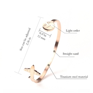 Brazalete Abierto de Acero Inoxidable con Baño de Oro de 18k para Mujer, Diseño de Mapa de Avión, Joyería de Moda - Product Image 6