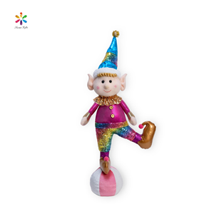 Decorazione Natalizia per Interni di Susangifts Factory, Simpatico Elfo Clown Blu e Viola che Sta in Piedi sulla Palla, Regalo per Casa e Negozio - Product Image 3