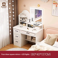 Miroir éclairé Coiffeuse de maquillage avec tiroirs Design Ménage Chambre Cristal Logo personnalisé de luxe Meubles de chambre à coucher