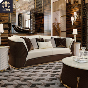 Juego de sofás modernos de cuero puro para sala de estar, <span class=keywords><strong>muebles</strong></span> modernos de lujo para el hogar, color marrón - Product Image 1