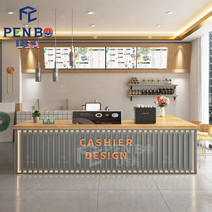 เคาน์เตอร์ร้านกาแฟร้านกาแฟดีไซน์เรียบง่ายดีไซน์สวยสำหรับห้างสรรพสินค้าดีไซน์เรียบง่ายทำจากฟองชาน้ำผลไม้กาแฟบาร์ - Product Image 3