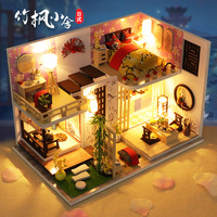 En gros, Serre-livres en bois assemblé à la main, type nichoir à livres, maison de poupée japonaise à 2 étages avec LED, décoration artistique orientale, cadeau