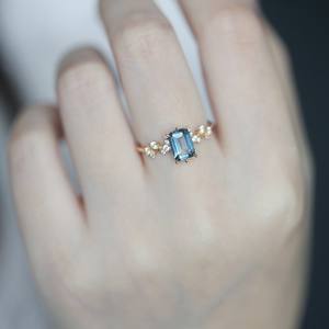 ब्लू नाइट ब्लैक नाइट फंतासिया में आई लंदन टंगस्टन नकल टॉपज़ जेम लाइट लक्जरी महिलाओं की अंगूठी - Product Image 4