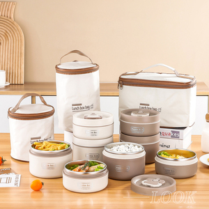 Boîte à lunch pour enfant fabriquée en Chine, ensemble de boîtes à lunch multi-couches, <span class=keywords><strong>chauffe</strong></span>-aliments, boîte bento en acier inoxydable 304 avec sac - Product Image 6