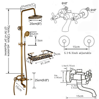 Ensemble de douche antique de luxe mural salle de bain baignoire douche robinet pluie laiton massif bec pivotant mitigeurs système de douche
