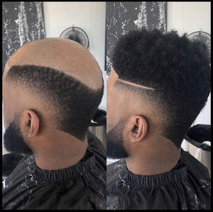 Hoge kwaliteit Indiaas mensenhaar Afro haarstuk pruik krullend haarprothese 2mm diepzwart poly skin PU basis injectie haar toupet voor mannen - Product Image 5