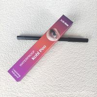 Caja de Cartón Mini para Lápiz de Cejas, Papel Kraft Negro Mate de Lujo de 1.2x1.2x16cm, Impresión UV Blanca, con Relieve Artístico
