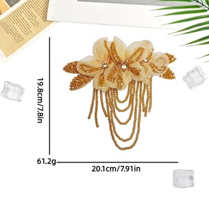 Nuove Applicazioni Ricamate in Chiffon con Cristalli e Nappe, Patch Etniche Resistenti all'Acqua a Forma di Fiore per Spalline, Corsage, Spille e Abbigliamento - Product Image 3