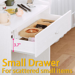 <span class=keywords><strong>Petite</strong></span> coiffeuse durable en bois avec miroir LED, tiroir de rangement, chaise et <span class=keywords><strong>trois</strong></span> étagères, pour chambre à coucher, couleur blanche - Product Image 2